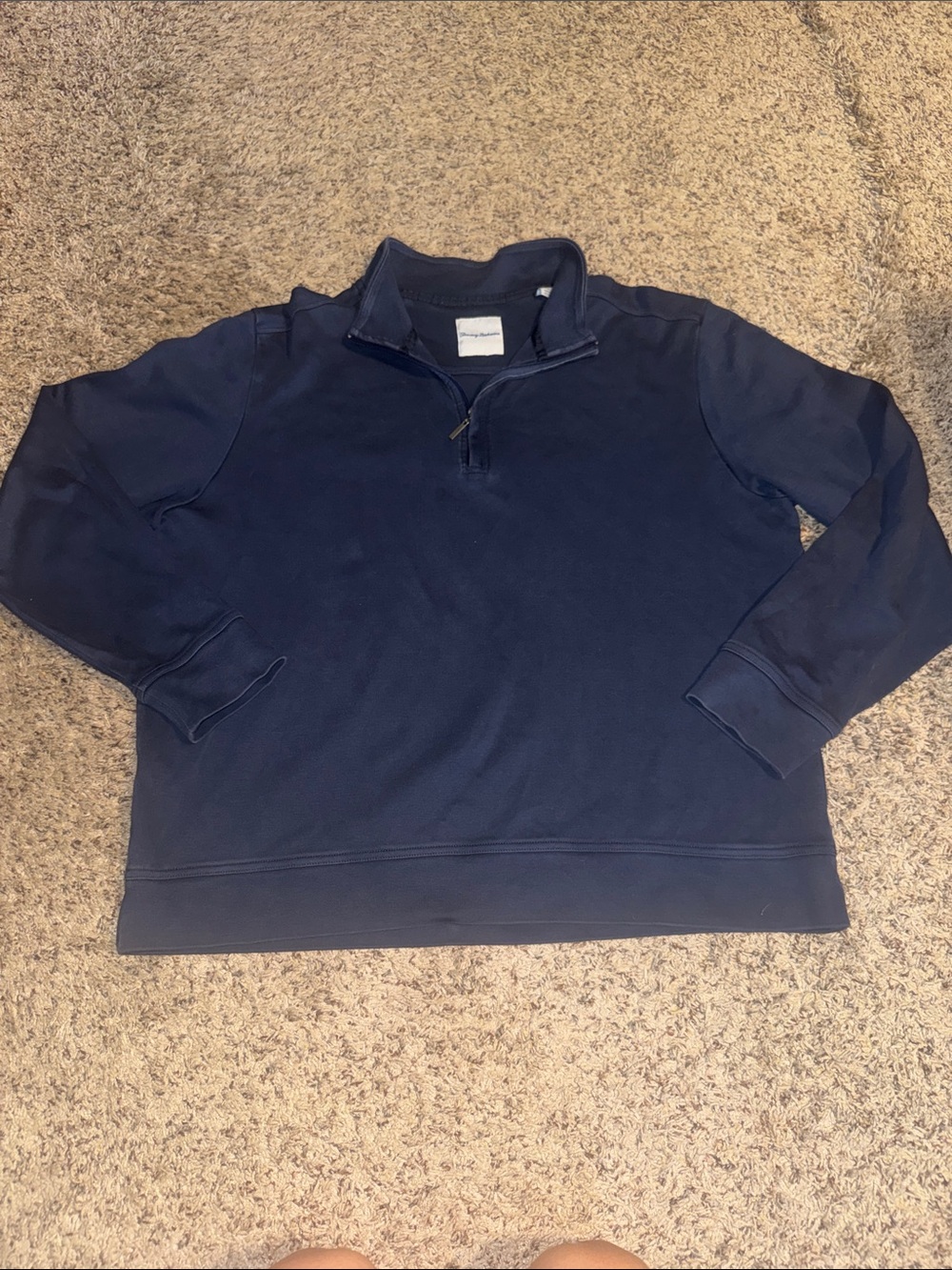 Tommy Bahama Navy Zip-Up Pullover Sweater